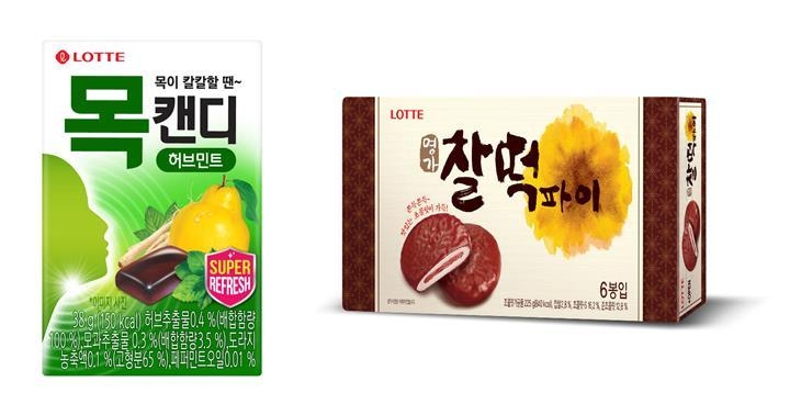 목캔디, 찰떡파이. (출처: 롯데제과)