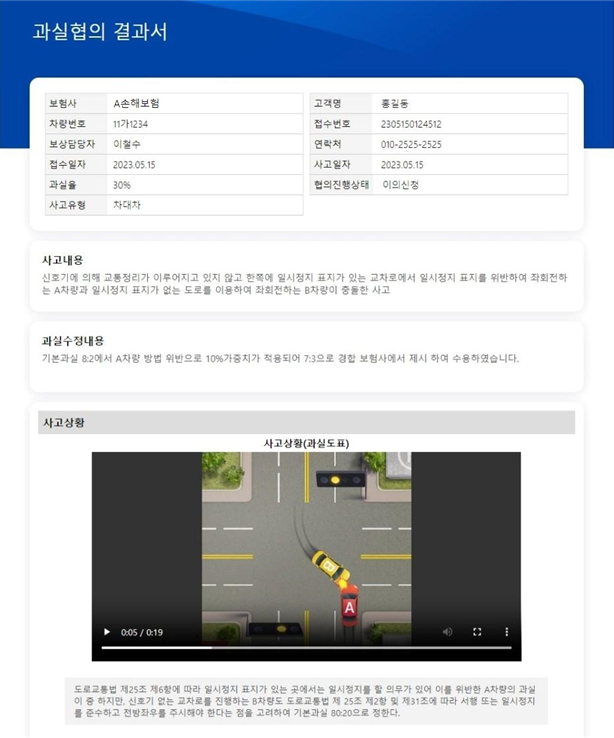 보고서 예시. (출처: 보험개발원)