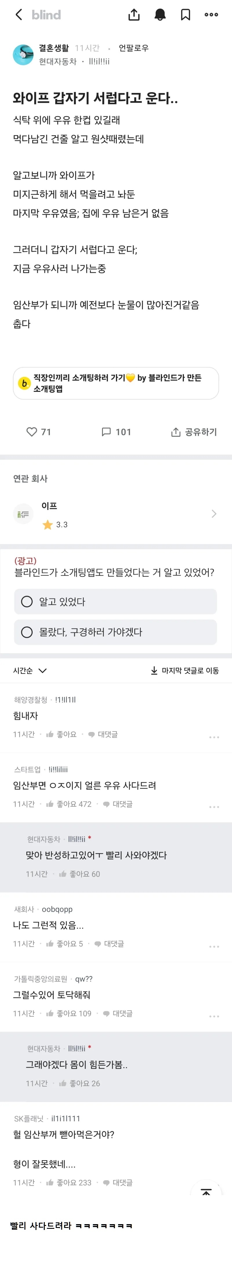 임신한 와이프 울린 블라인 | 인스티즈