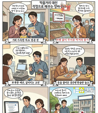 먹을거리 대신 걱정으로 채우는 장바구니